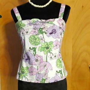 Ann Taylor Loft pretty top size 6 in floral lilac/lavender/green/white NWOT